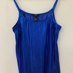 H&M size Small metallic cobalt blue pleated sleeveless top